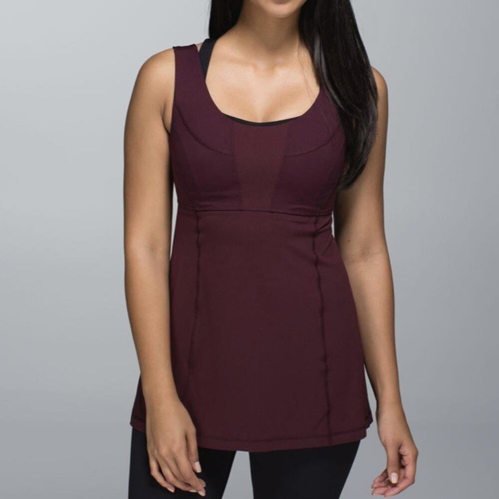 Lululemon Wrappers Delight Tank Top Women 8 Burgundy Bordeaux Drama Maroon Sport
